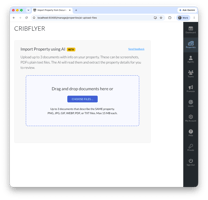 CRIBFLYER admin panel — upload documents for AI property import