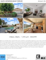 Printable PDF flyer of 3605 Hemingway Drive. 4 Photos & Short Description