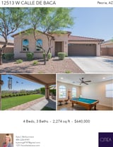 Printable PDF flyer of 12513 W Calle De Baca. Photos & Basic Info