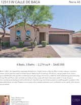 Printable PDF flyer of 12513 W Calle De Baca. Main Photo & Short Description