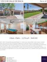Printable PDF flyer of 12513 W Calle De Baca. 4 Photos & Short Description