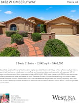 Printable PDF flyer of 8452 W Kimberly Way. Main Photo & Short Description