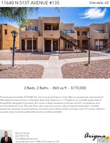 Printable PDF flyer of 11640 N 51ST Avenue #135. Main Photo & Short Description