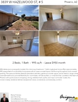 Printable PDF flyer of 3839 W Hazelwood St, # 5. 4 Photos & Short Description