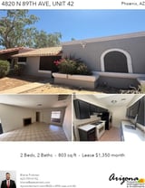 Printable PDF flyer of 4820 N 89th Ave, Unit 42. Photos & Basic Info