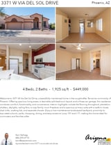 Printable PDF flyer of 3371 W Via Del Sol Dr. 4 Photos & Short Description