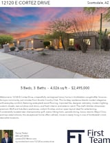 Printable PDF flyer of 12120 E Cortez Drive. Main Photo & Short Description