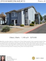 Printable PDF flyer of 2910 W Marconi Ave #113. Main Photo & Short Description