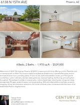 Printable PDF flyer of 6138 N 15th Ave. 4 Photos & Short Description