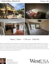 Printable PDF flyer of 1702 E Bell Rd #159. 4 Photos & Short Description