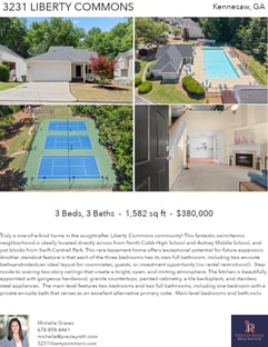 Printable PDF flyer of 3231 Liberty Commons Drive. 4 Photos & Short Description