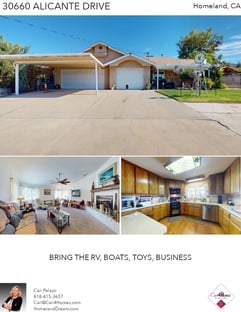 Printable PDF flyer of 30660 Alicante Drive. Photos & Basic Info
