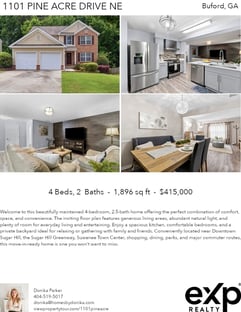 Printable PDF flyer of 1101 Pine Acre Drive NE. 4 Photos & Short Description