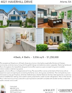 Printable PDF flyer of 4021 Haverhill Drive. 4 Photos & Short Description