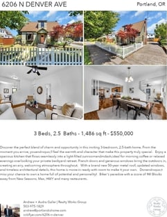 Printable PDF flyer of 6206 N Denver Ave. 4 Photos & Short Description