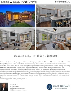 Printable PDF flyer of 12556 W Montane Drive. 4 Photos & Short Description