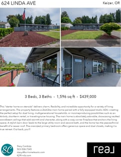 Printable PDF flyer of 624 Linda Ave. 4 Photos & Short Description