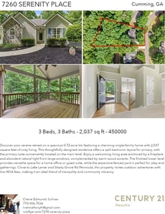 Printable PDF flyer of 7260 Serenity Place. 4 Photos & Short Description