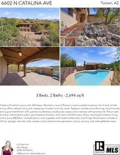 Printable PDF flyer of 6602 N Catalina Ave. 4 Photos & Short Description