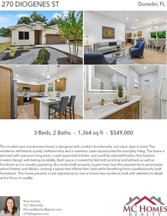 Printable PDF flyer of 270 Diogenes St. 4 Photos & Short Description