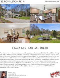 Printable PDF flyer of 35 Royalston Rd N. 4 Photos & Short Description