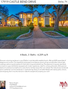 Printable PDF flyer of 17919 Castle Bend Drive. Main Photo & Short Description
