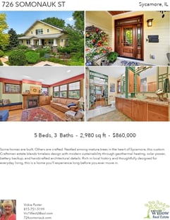 Printable PDF flyer of 726 Somonauk St. 4 Photos & Short Description